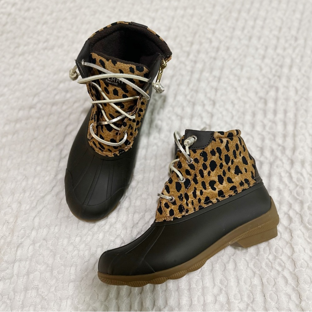 Sperry Syren gulf leopard duck boots size women’s 6.5